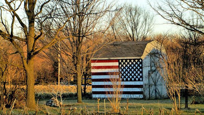 American flag on a shed